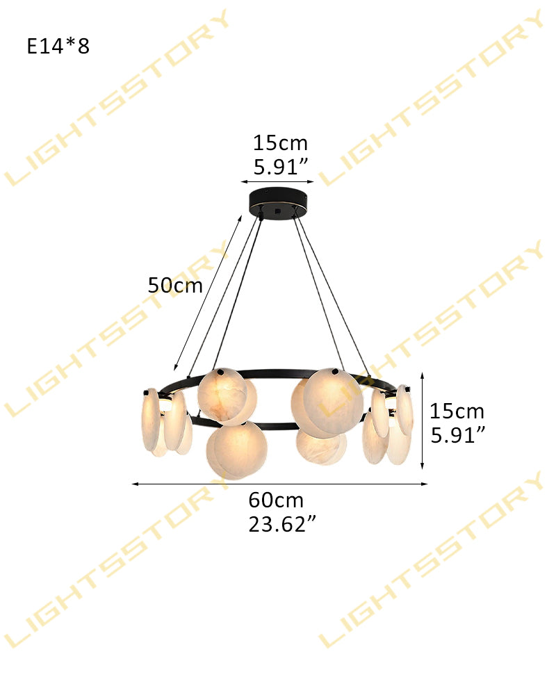 LightsStory Alabaster Statement Pendant Light - Linear Round Brass