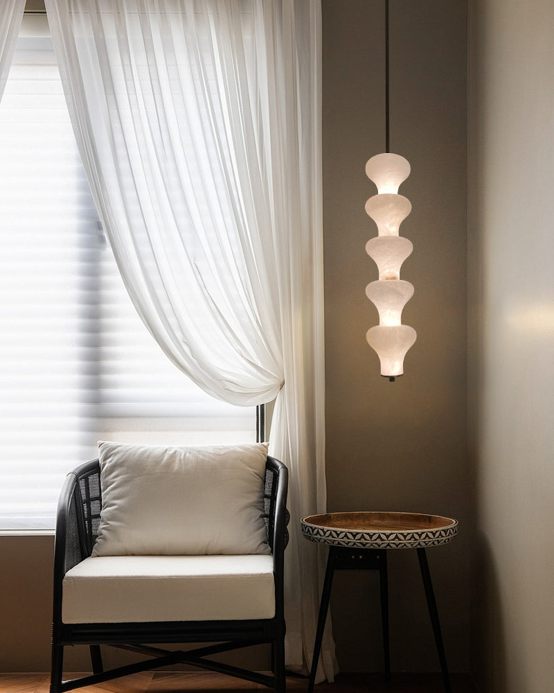 Modern Sculptural Alabaster Pendant Light with 5 Light Cluster Design for Kitchen Island Modern Pendant lamp