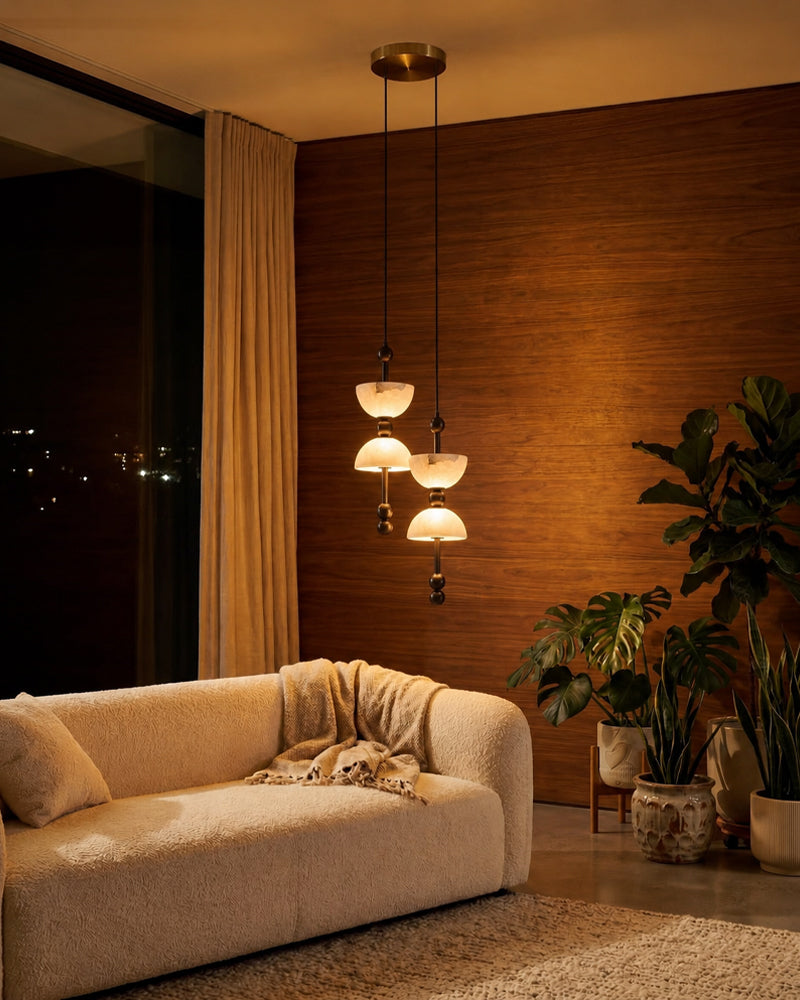 LightsStory Alabaster Bowl Cluster Pendant Light - 1 to 9 Lights