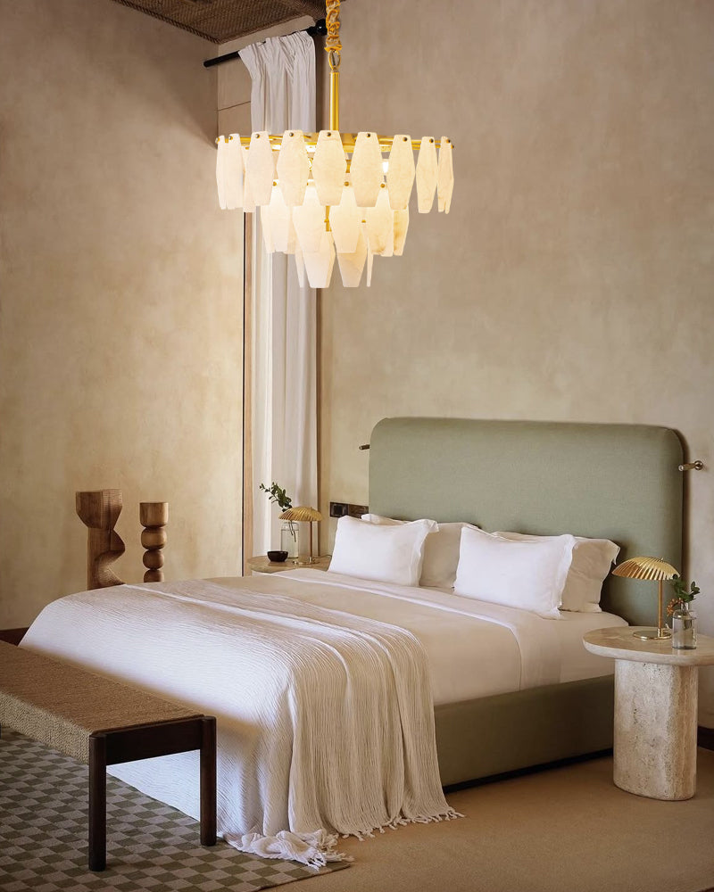 Tiered Circular Alabaster Petal Round Chandelier - 3 Tiers