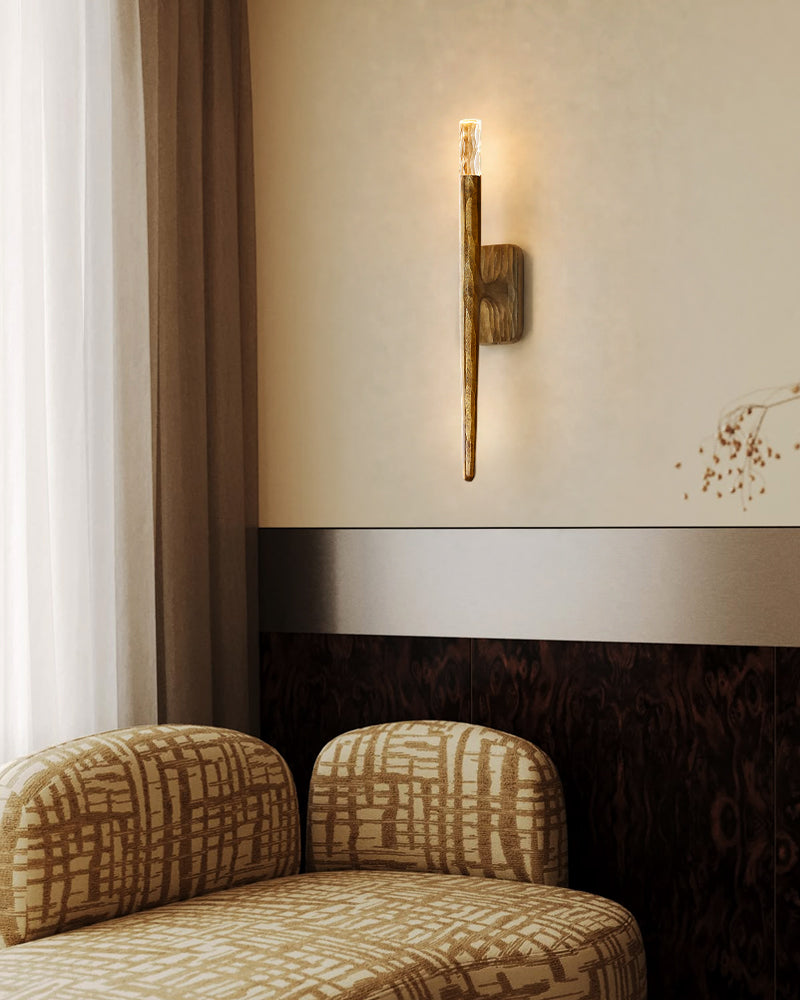 K9 Crystal Candle Wall Sconce - Matte Candle-Stem, Lux Copper Trim - Bedrooms, Hallways & Bathrooms