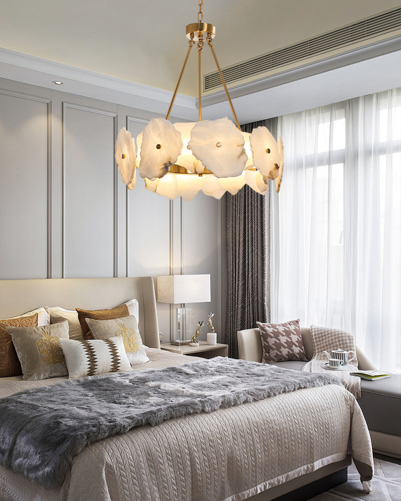 Luxury Irregular white Alabaster copper Chandelier,round/rectangle,60/80/100/120cm