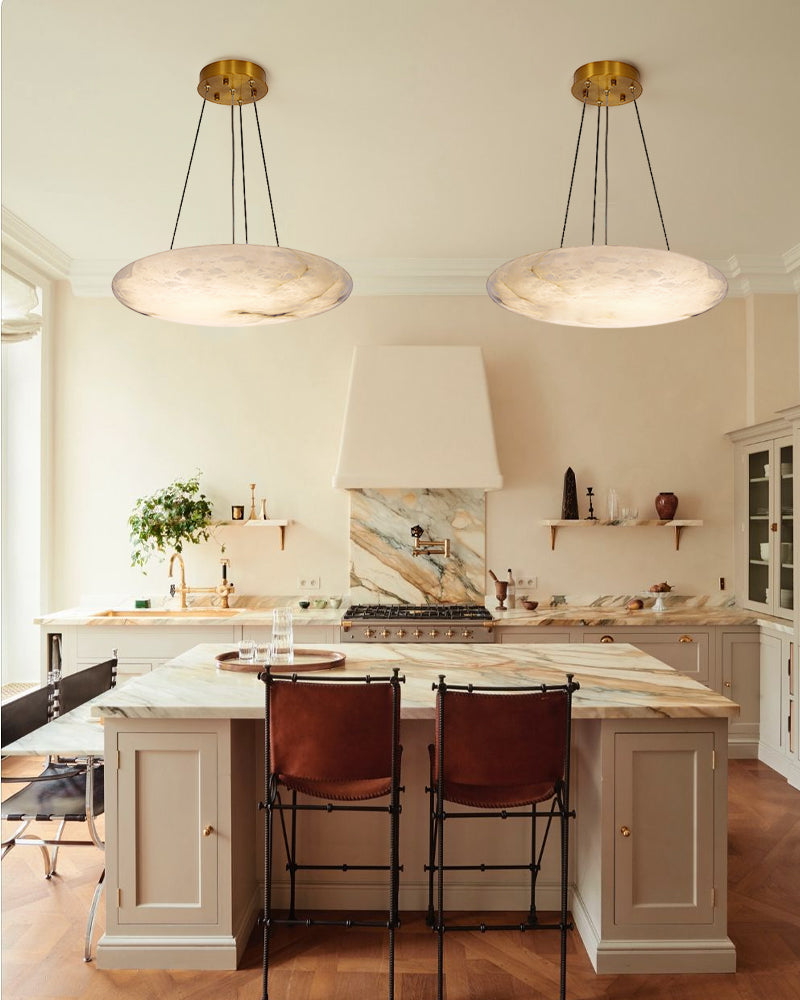 LightsStory Alabaster Oval Chandelier - Heritage Brass - Statement