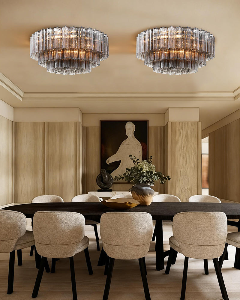 Exquisite Murano Colorful Glass Ceiling Lamps Wide 32in Aged Brass/Black Framework for Foyer Entrance Flush Mounted Ceiling Lamp