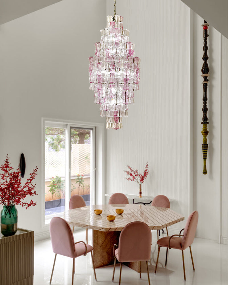 Hand Blown Glass Waterfall Chandelier - Tiered Statement Lighting