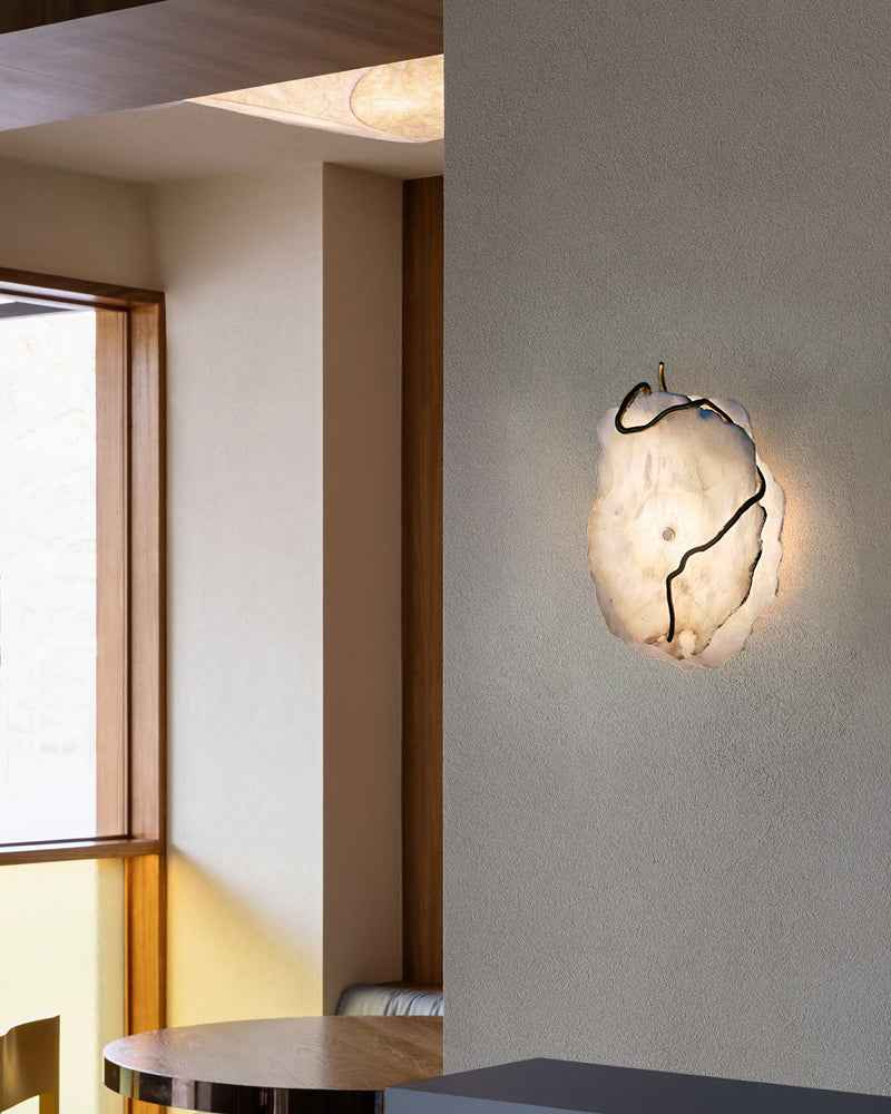 LightsStory Alabaster Multi-layer Wall Light - White Stone Wall Sconces