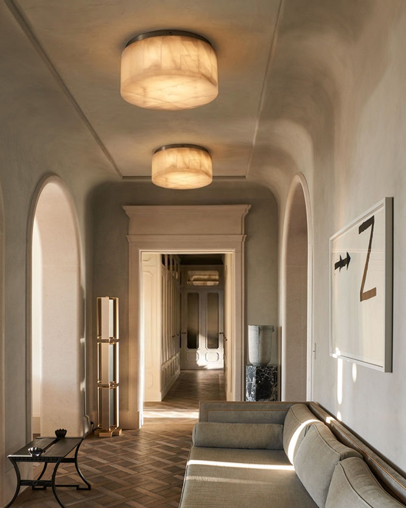 LightsStory Serene Alabaster Dome Ceiling Light - Natural Stone
