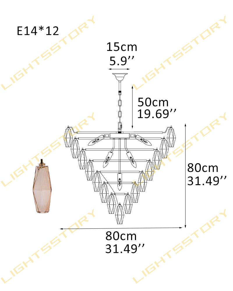 Modern Multi-Layer Murano Colorful Glass Round Chandelier Gold Framework for living room