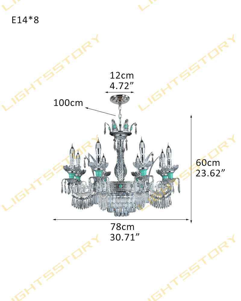 Lightsstory Series Classic Crystal chandelier | Translucent Hand-blown Crystal Handing Light Finish for Dining Rooms, Living Rooms and Bedroom