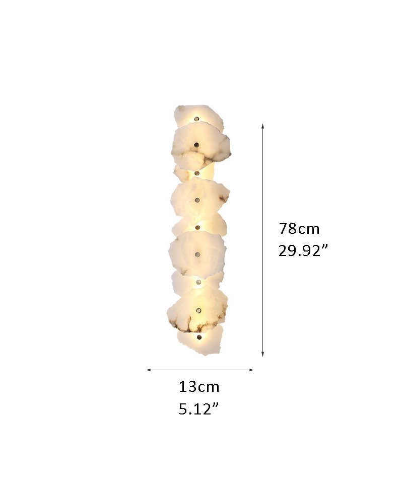 Sleek alabaster wall light fixture with soft LED glow, dimensions 78cm x 13cm