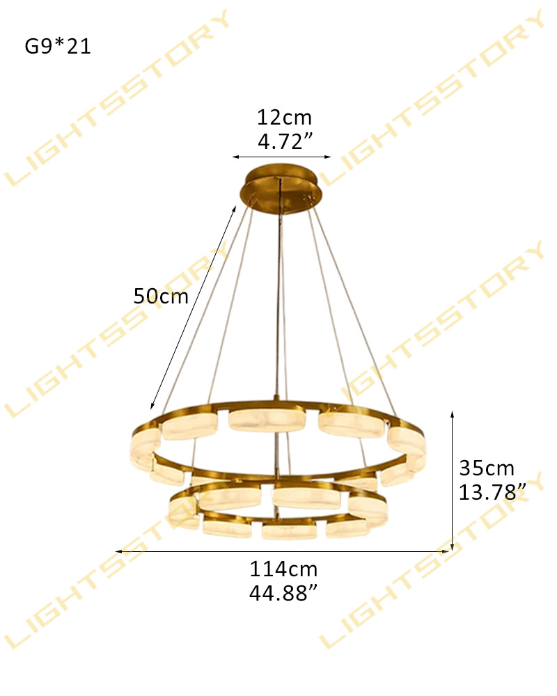 Alabaster Concentric Ring Disc Swirl Circular Pendant Light - Natural Spanish Alabaster, Lux Brass Trim - Kitchens, Dining & Living Rooms