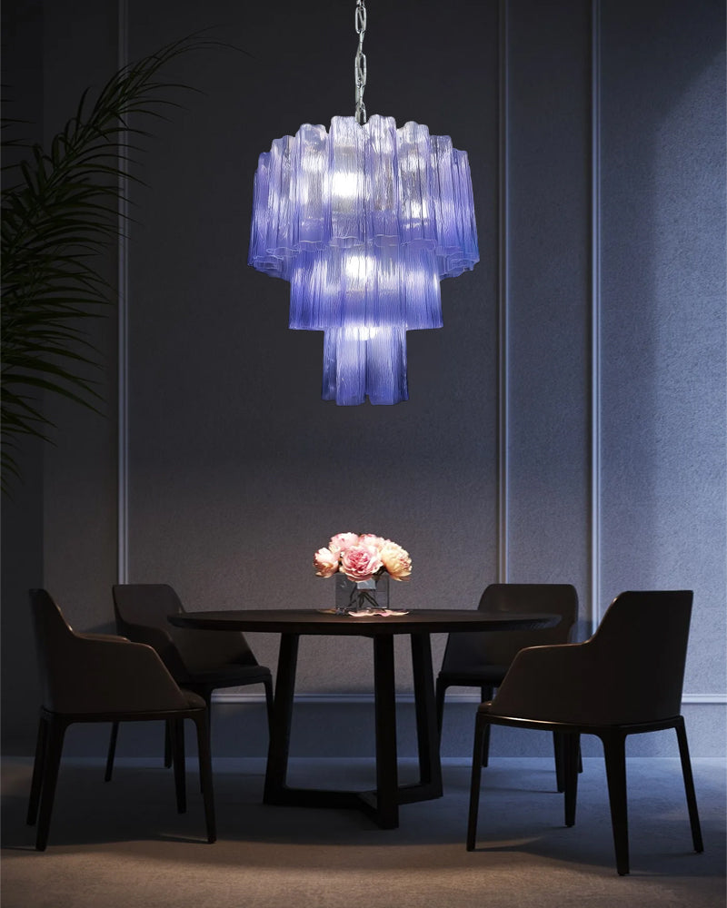 Modern Colored Murano Purple Glass Tube Tronchi Chandelier