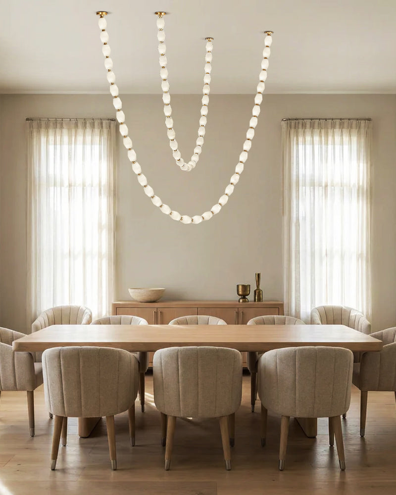 Clairval Series Geometric Chandelier | Linear LED Solid Brass Connectors and Integrated LED Modules, Natural Brass finish for Kitchen Islands and Dining Rooms American chandelier