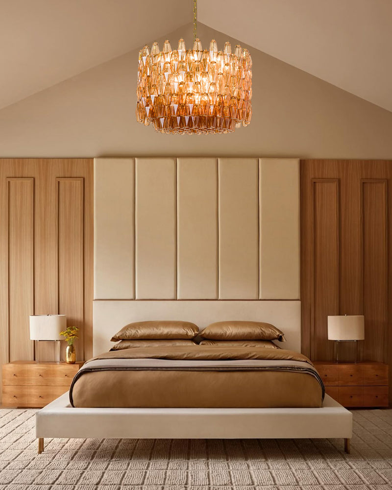 Modern Murano Hand Blown Glass Tier Drum Chandelier for Dining Room