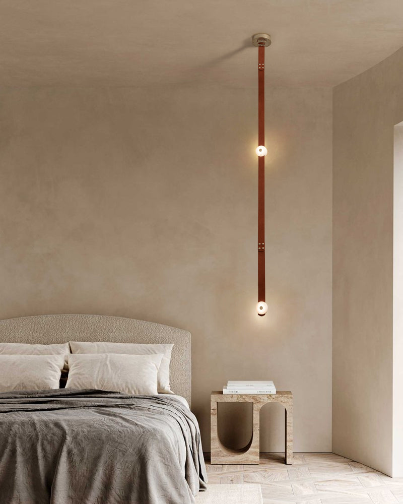 SNAPS combination LED Module Ceiling Alabaster Pendant Light with Extension Leather Straps