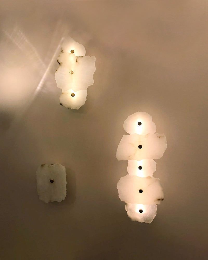 Art Decor Multiple Irregularity Shape LED Brass wall sconces White Alabaster Shade