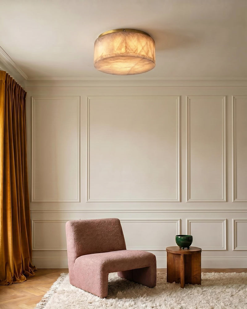 LightsStory Ethereal Round Alabaster Ceiling Light - Natural Stone
