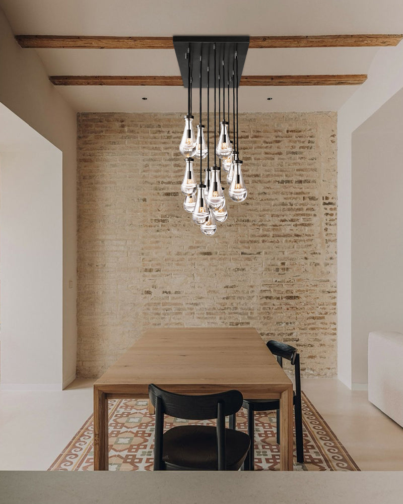 Modern Floating Crystal Raindrop Rectabgular Chandelier Wide 72"  for Dining Room