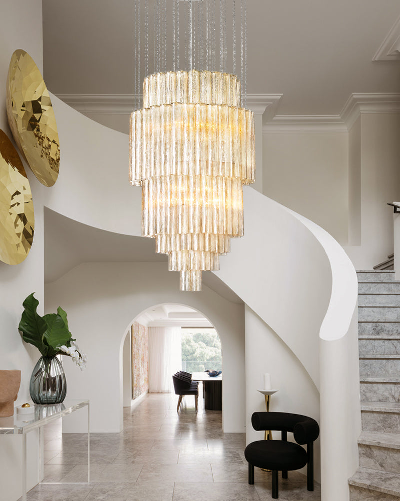 Multi-Tier Round Glass Large Chandelier 24''D 30''D 55''D for hall restaurant staircase