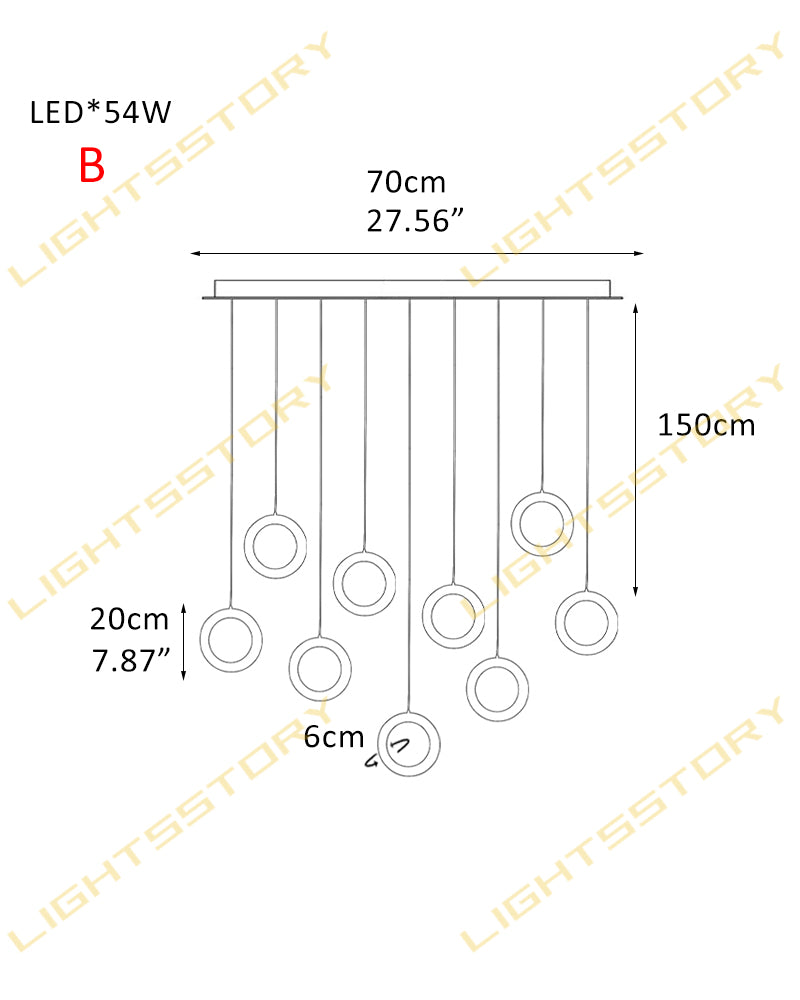 Elegant Stairwell Cluster Lighting LED Alabaste Circular Adjustable Pendant Light Fixtures