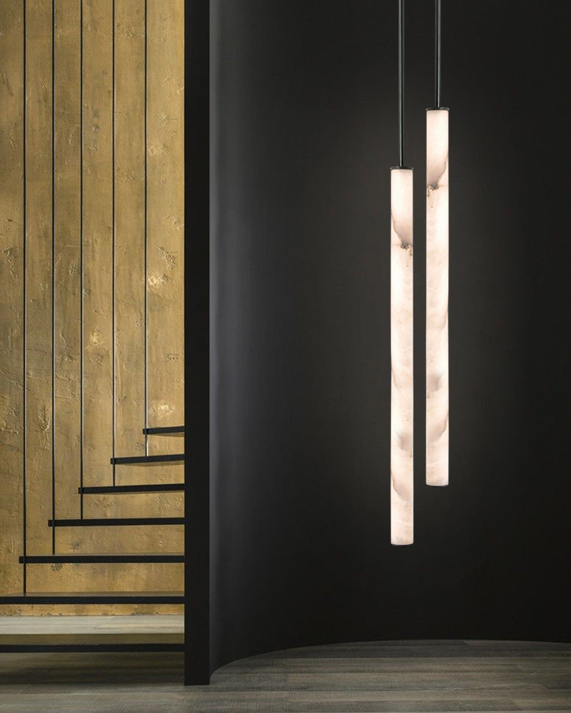 Callisto Horizontal Lighting LED Minimalist Linear Strip Alabaster Pendant Lamp for Dining Table