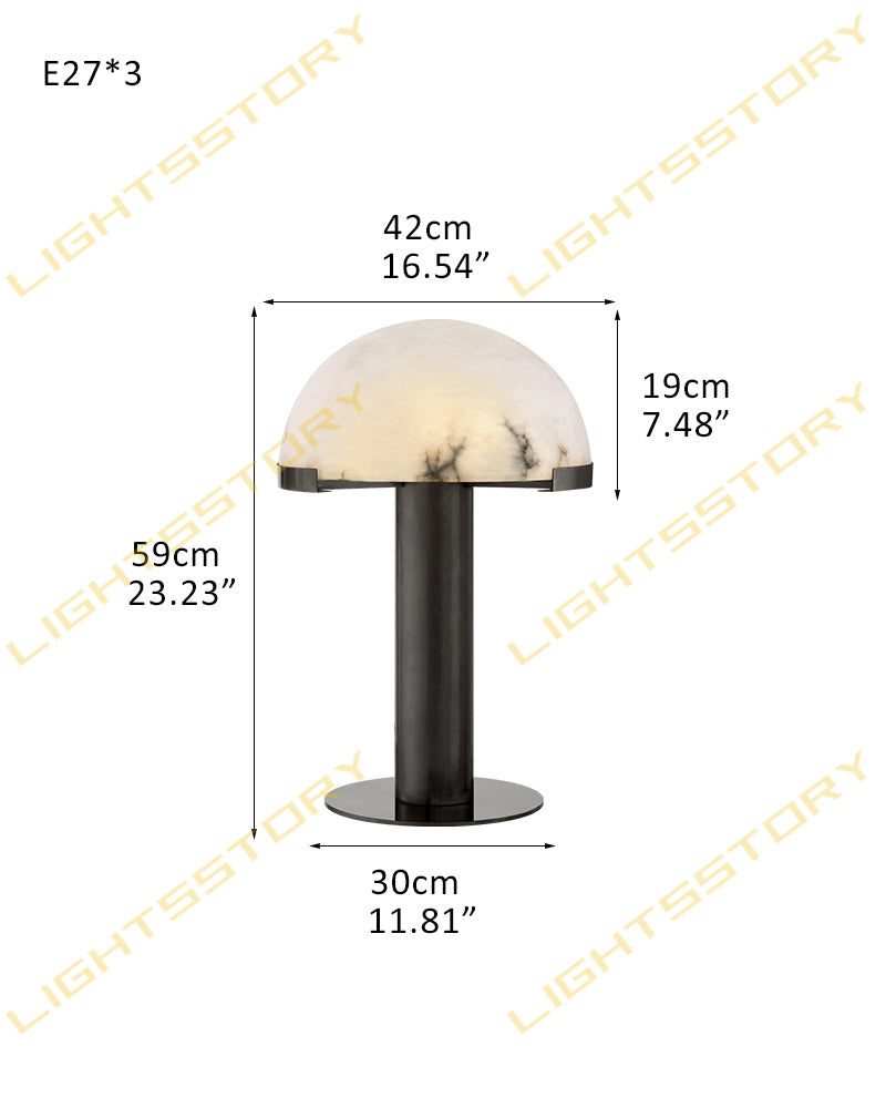 Brass/Black Metal Nordic Modern LED Table Lamp with Dome Alabaster Shade