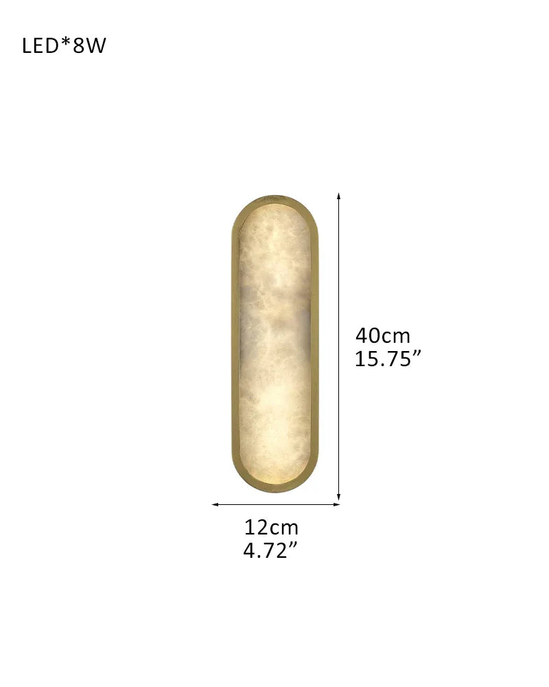 LightsStory Series Geometric Wall Sconce | Long Oval Natural Alabaster shade with durable iron framework, Black Brass finish for Dining rooms, bedrooms, and living areas D12*H40CM D4.72"*H15.75" Brass Modern Art Design Wall Lamp