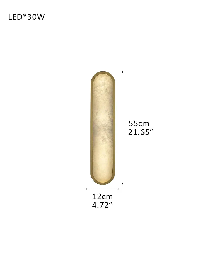 LightsStory Series Geometric Wall Sconce | Long Oval Natural Alabaster shade with durable iron framework, Black Brass finish for Dining rooms, bedrooms, and living areas D12*H55CM D4.72"*H21.65" Brass Modern Art Design Wall Lamp