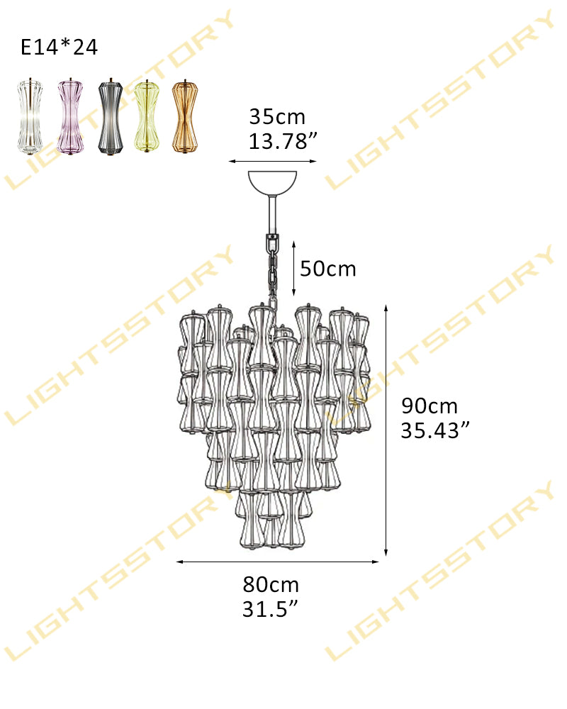 Murano Glass Amethyst Pink Cascading Multi Tiered Hourglass Chandelier - Signature Amethyst Glass, Lux Gold Trim - Living Rooms, Bedrooms, Dining Rooms