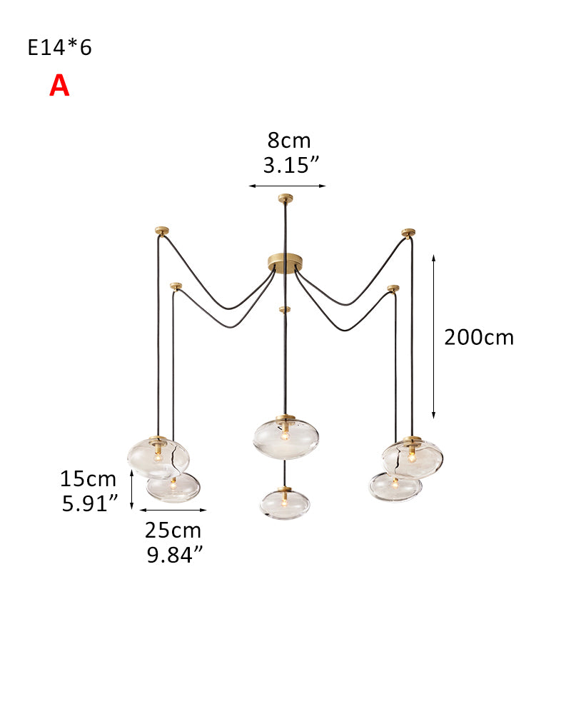 Oval Clear Glass Pendant Lamp 10"D with brass/black/silver metal frame