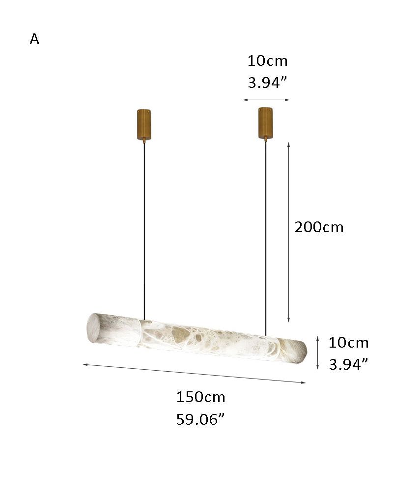 150cm LED marble pendant lamp with modern design, dimensions 150x10x10cm, adjustable cord
