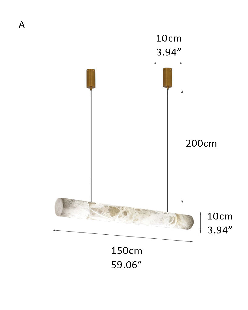 150cm LED marble pendant lamp with modern design, dimensions 150x10x10cm, adjustable cord