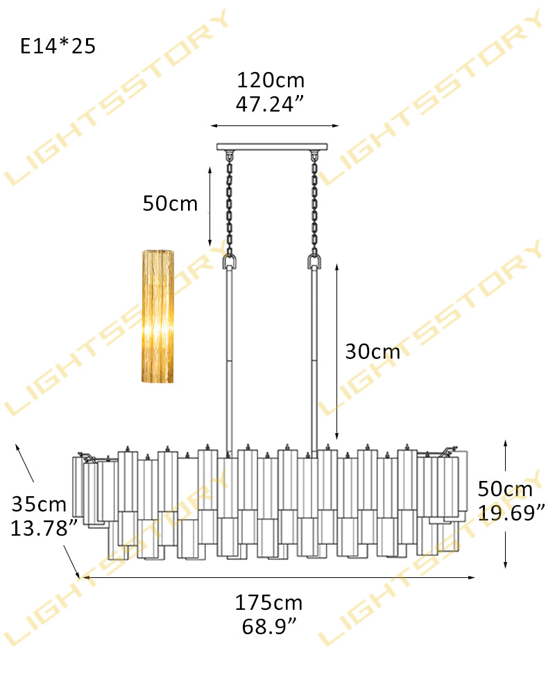 10/14/20/25 light Linear Large Murano Colorful Glass Chandelier in Brass/Chrome Hardwared 25light-L180*W35*H50CM L68.9"*W13.78"*H19.69" Luxury Modern Chandelier