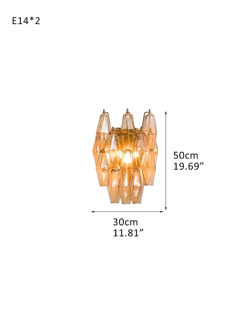 Amber Glass wall sconces 12"