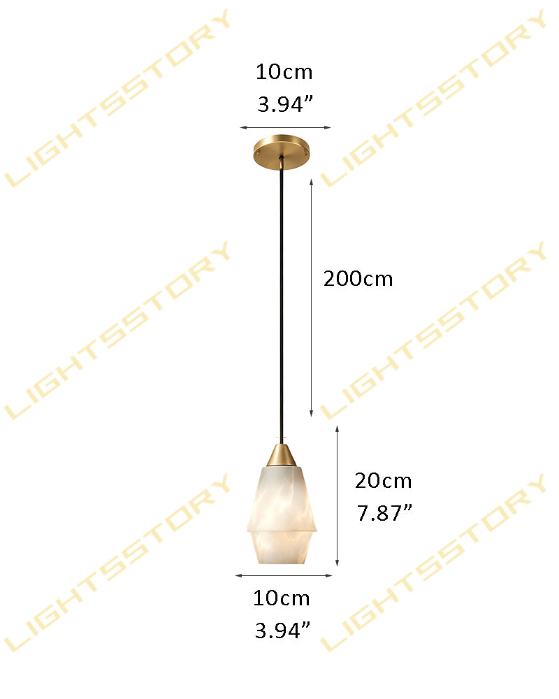Alabaster Cascading Orb Faceted Pendant Light - Natural Spanish Alabaster, Serene Black Trim - Kitchens, Dining & Living Rooms