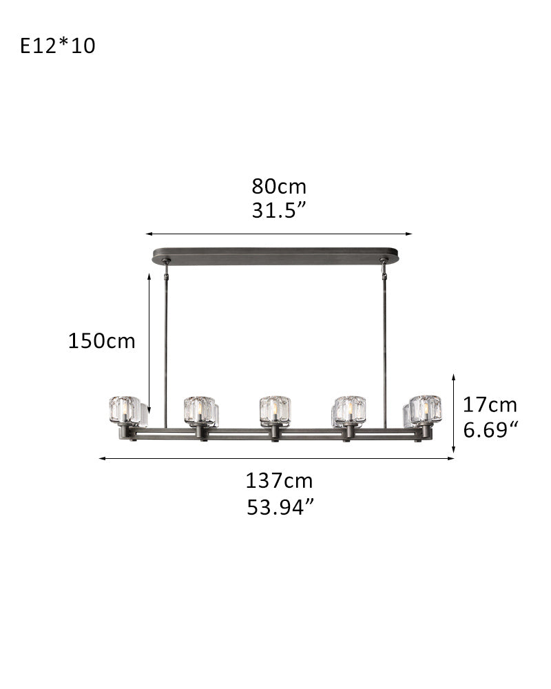 5/10 Light Farmhouse Wagon Wheel Demarat Linear Crystal Chandelier for dining table