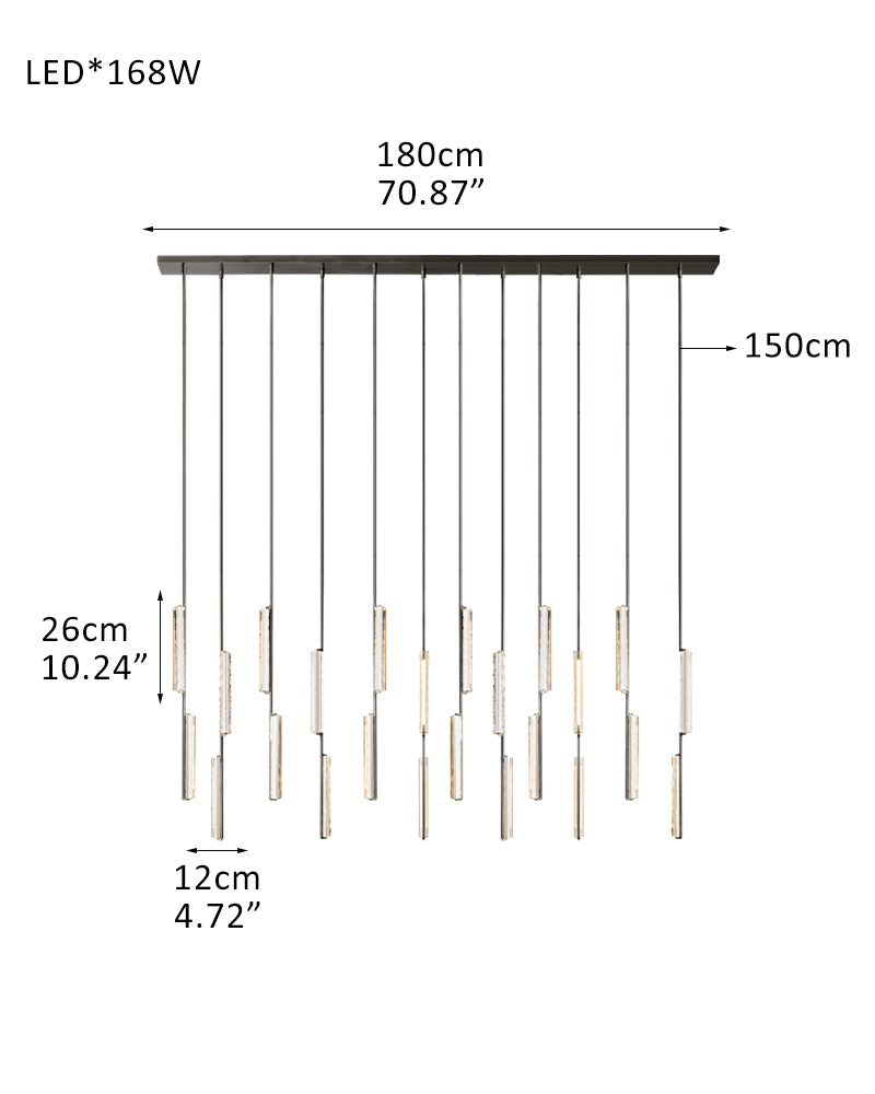 Audubon Crystal On Vertical Brass/Black Drops Linear Chandelier Collection