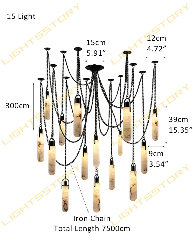 Linear Alabaster Cluster Pendant Light - Natural Spanish Alabaster, Matte Brass & Black Trim - Luxury Home Interior Lighting
