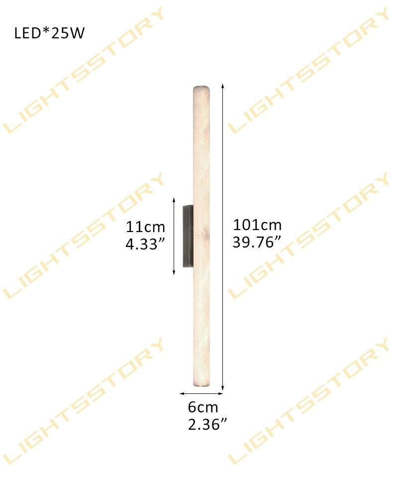 Callisto Linear Strip Long Wall Sconces Brass/Black Metal | Natural Marble Shade