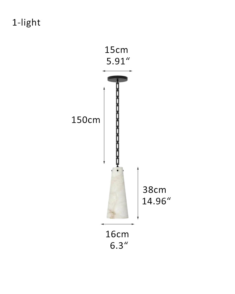 LightsStory Series Geometric Chandelier | Clustered Silhouette Translucent Alabaster and Brass, Premium Brass and Black finish for Modern Living Rooms and Dining Areas 1-light-D16*H38CM D6.3*H14.96" Vintage Simple Pendant Lamp