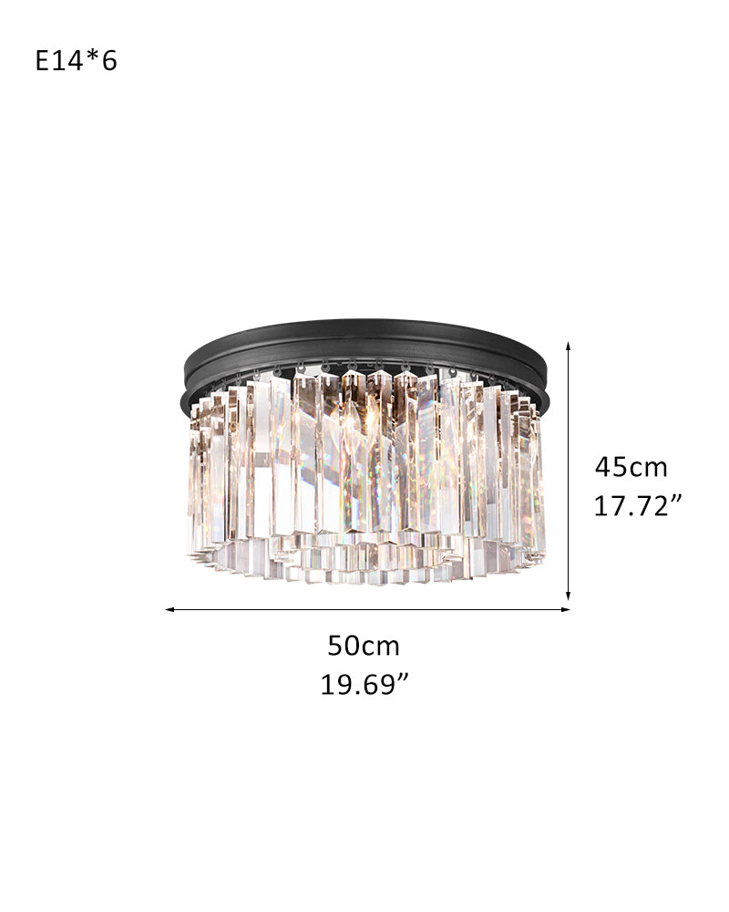 Modern Drum Ceiling Light Crystal Multiple-Light Flush Ceiling Lights 20" 32" 40",Gold/Black