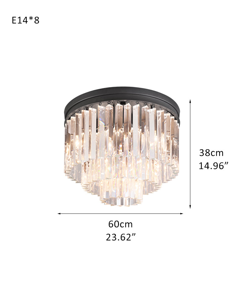 Modern Drum Ceiling Light Crystal Multiple-Light Flush Ceiling Lights 20" 32" 40",Gold/Black