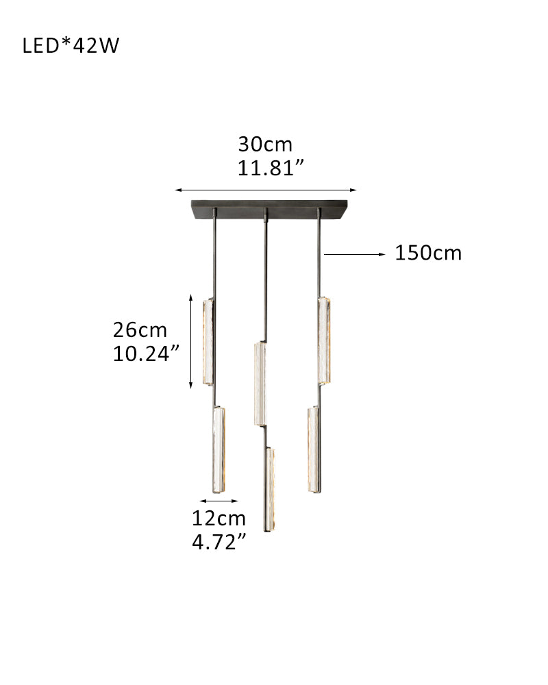 Audubon Crystal On Vertical Brass/Black Drops Linear Chandelier Collection