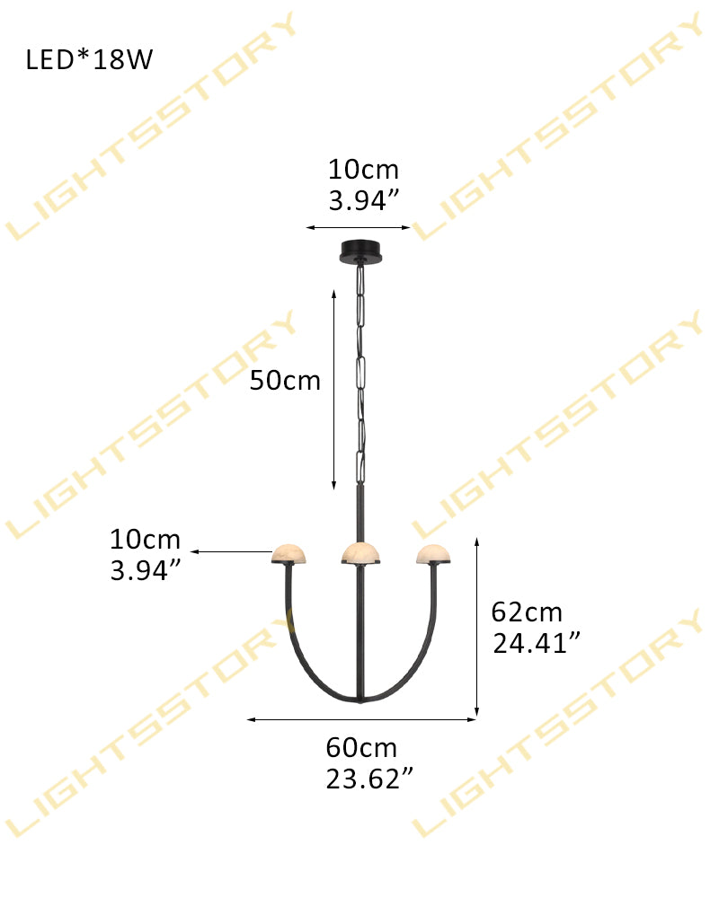 Pedra Two-Tier Chandelier in Antique Burnished Brass/Black Metal with Alabaster Shade 3 light-D60*H62CM D23.62"*H24.41" Black American chandelier
