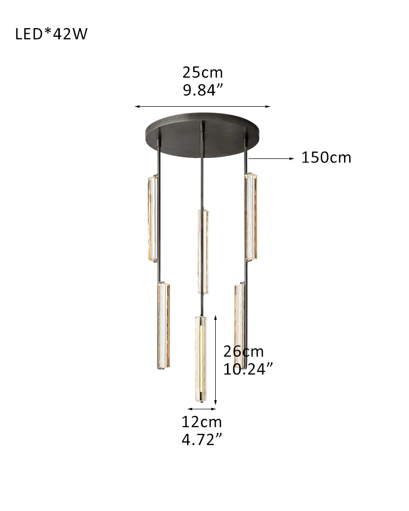 Audubon Crystal On Vertical Brass/Black Drops Linear Chandelier Collection