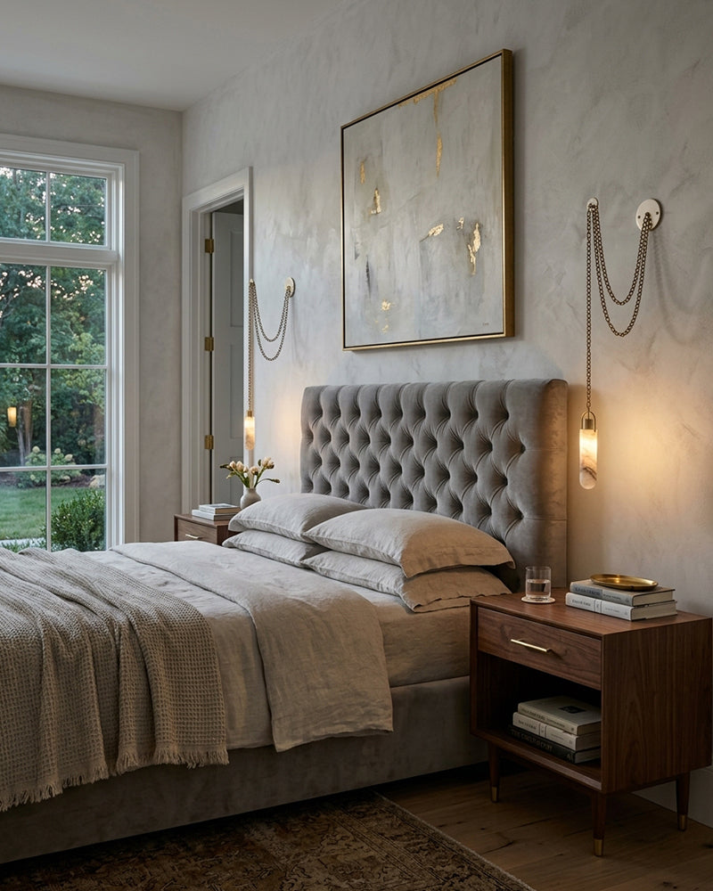 Linear Alabaster Cluster Pendant Light - Natural Spanish Alabaster, Matte Brass & Black Trim - Luxury Home Interior Lighting