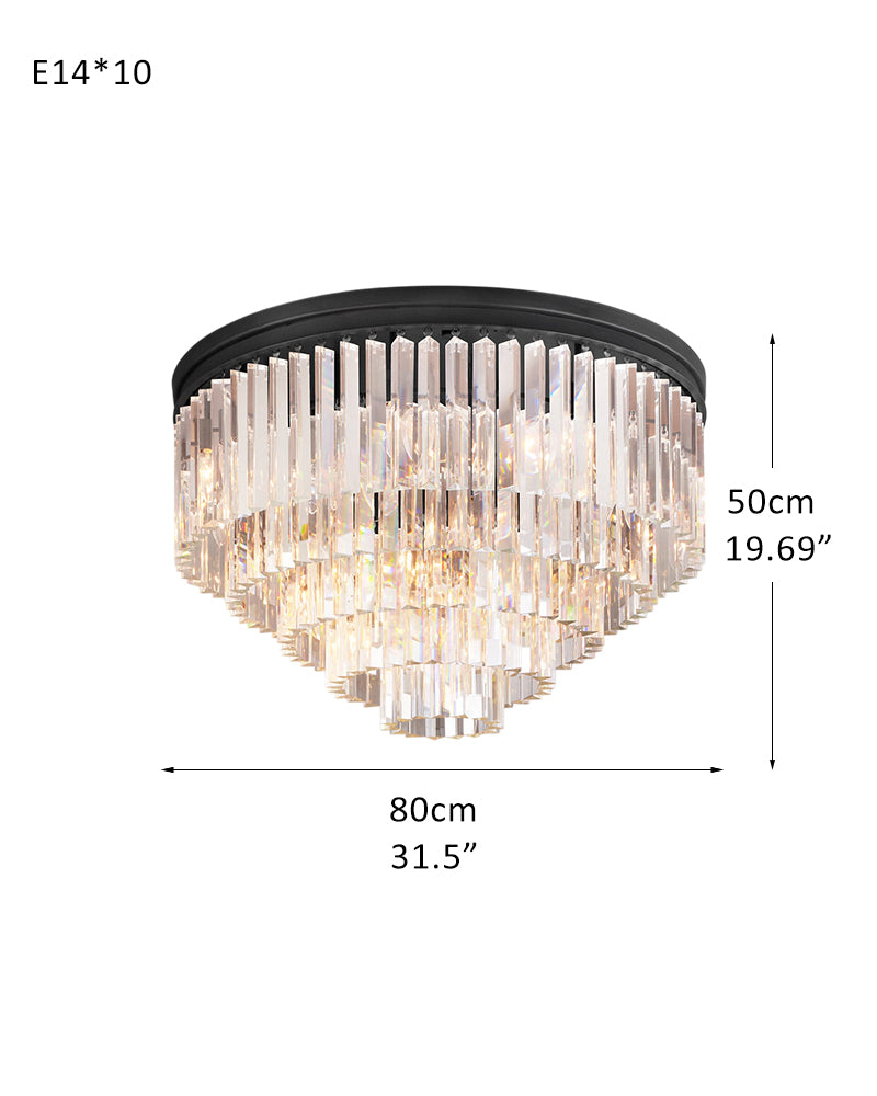 Modern Drum Ceiling Light Crystal Multiple-Light Flush Ceiling Lights 20" 32" 40",Gold/Black