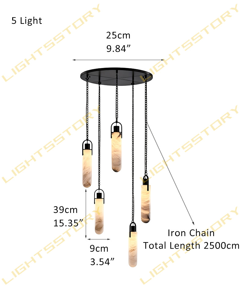 Linear Alabaster Cluster Pendant Light - Natural Spanish Alabaster, Matte Brass & Black Trim - Luxury Home Interior Lighting