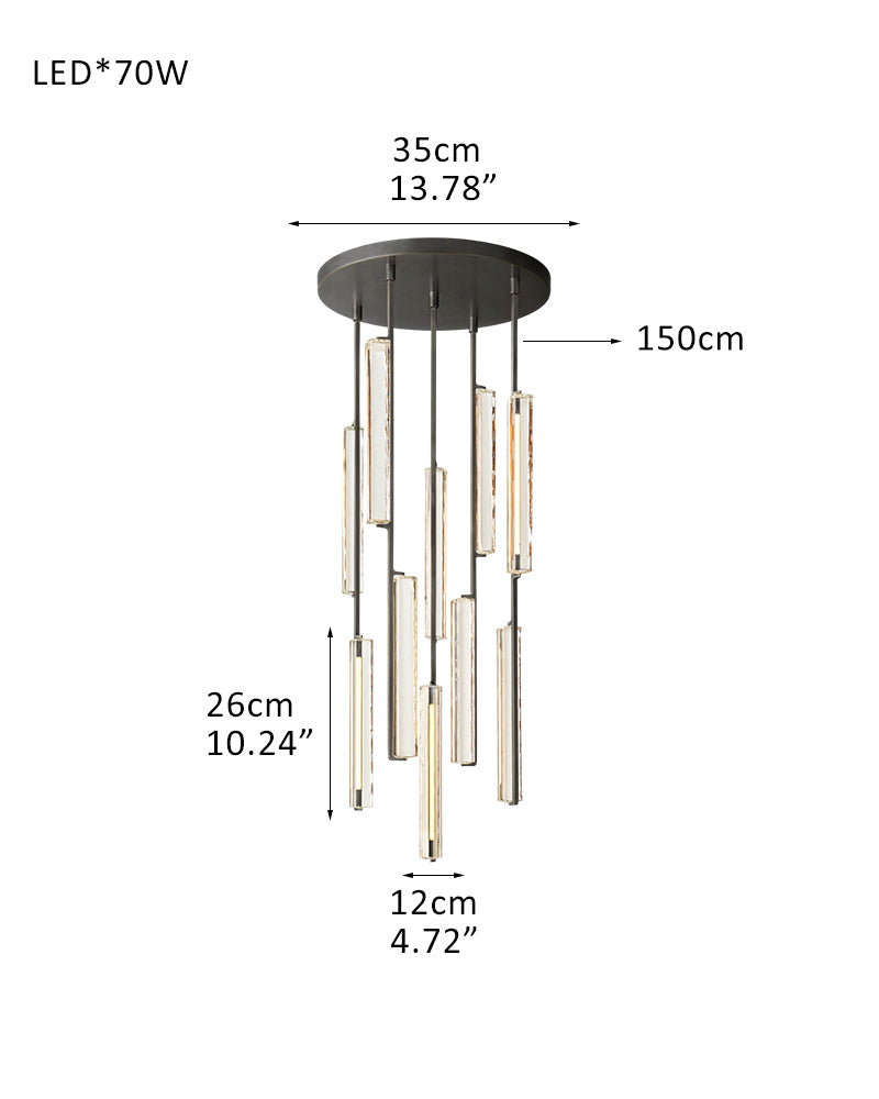 Audubon Crystal On Vertical Brass/Black Drops Linear Chandelier Collection