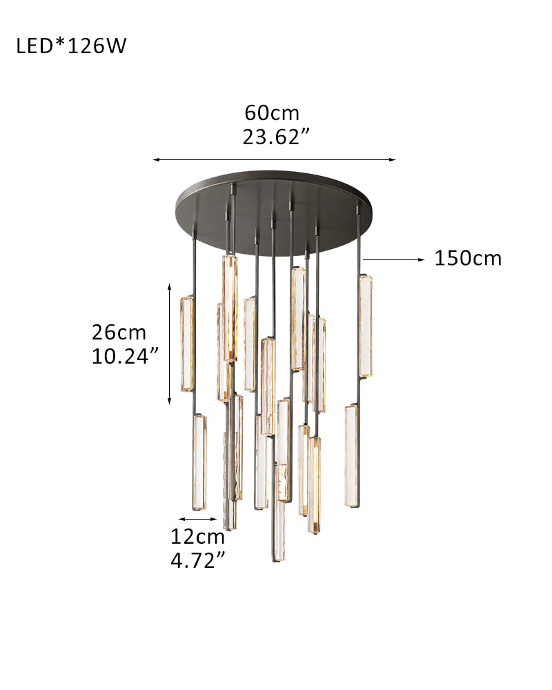 Audubon Crystal On Vertical Brass/Black Drops Linear Chandelier Collection